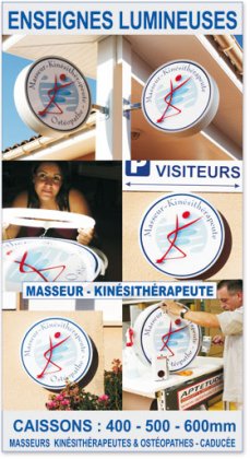 Enseignes et caissons Masseurs Kinsithrapeutes et Ostopathes (MK & MKO)